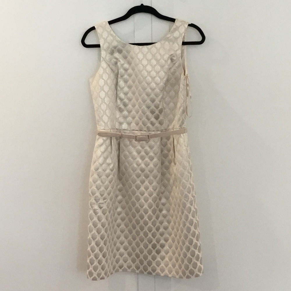 White House Black Market Cream Sleeveless Dress